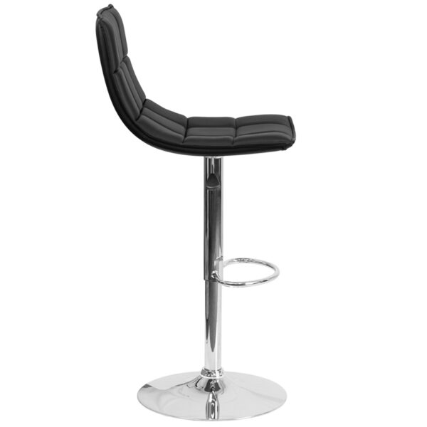 Contemporary Style Stool Black Quilted Vinyl Barstool