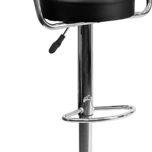 Wholesale Contemporary Black Vinyl Adjustable Height Barstool with Arms and Chrome Base