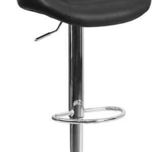 Wholesale Contemporary Black Vinyl Adjustable Height Barstool with Curved Back and Chrome Base