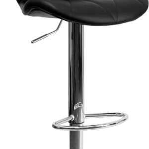 Wholesale Contemporary Black Vinyl Adjustable Height Barstool with Diamond Stitched Back and Chrome Base