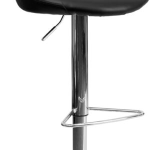 Wholesale Contemporary Black Vinyl Bucket Seat Adjustable Height Barstool with Chrome Base