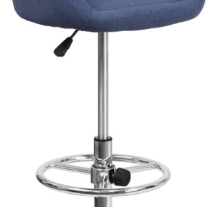 Wholesale Contemporary Blue Fabric Adjustable Height Barstool with Barrel Back and Chrome Base