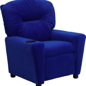 Wholesale Contemporary Blue Microfiber Kids Recliner with Cup Holder