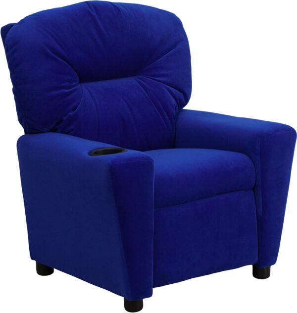 Wholesale Contemporary Blue Microfiber Kids Recliner with Cup Holder