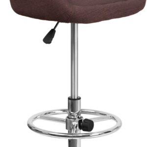 Wholesale Contemporary Brown Fabric Adjustable Height Barstool with Barrel Back and Chrome Base