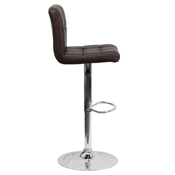 Contemporary Style Stool Brown Quilted Vinyl Barstool