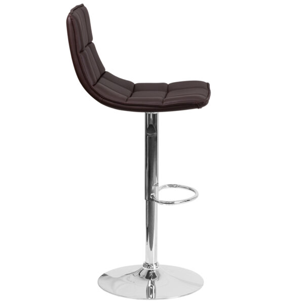Contemporary Style Stool Brown Quilted Vinyl Barstool