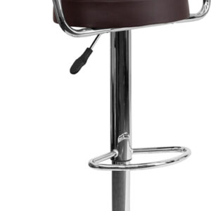 Wholesale Contemporary Brown Vinyl Adjustable Height Barstool with Arms and Chrome Base