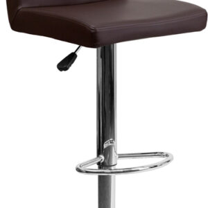 Wholesale Contemporary Brown Vinyl Adjustable Height Barstool with Panel Back and Chrome Base