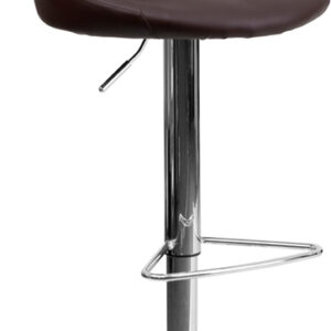 Wholesale Contemporary Brown Vinyl Bucket Seat Adjustable Height Barstool with Chrome Base