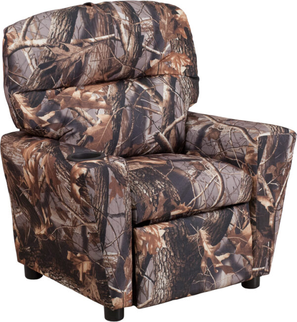 Wholesale Contemporary Camouflaged Fabric Kids Recliner with Cup Holder