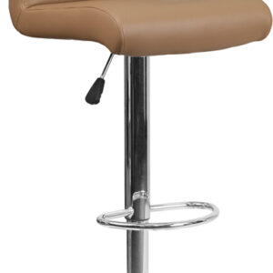 Wholesale Contemporary Cappuccino Vinyl Adjustable Height Barstool with Rolled Seat and Chrome Base