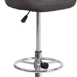 Wholesale Contemporary Charcoal Fabric Adjustable Height Barstool with Barrel Back and Chrome Base