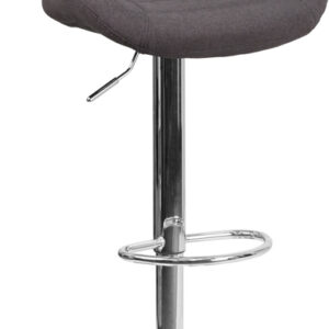 Wholesale Contemporary Charcoal Fabric Adjustable Height Barstool with Curved Back and Chrome Base