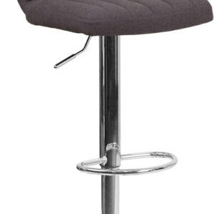 Wholesale Contemporary Charcoal Fabric Adjustable Height Barstool with Vertical Stitch Back and Chrome Base