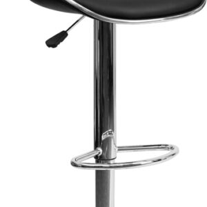 Wholesale Contemporary Cozy Mid-Back Black Vinyl Adjustable Height Barstool with Chrome Base