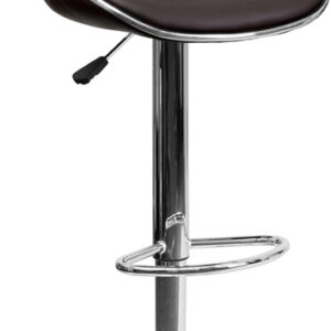 Wholesale Contemporary Cozy Mid-Back Brown Vinyl Adjustable Height Barstool with Chrome Base