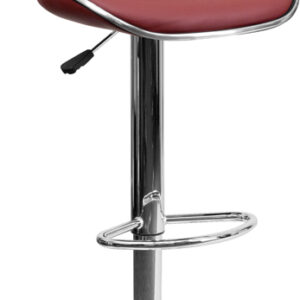 Wholesale Contemporary Cozy Mid-Back Burgundy Vinyl Adjustable Height Barstool with Chrome Base