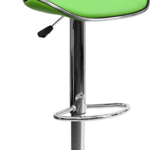 Wholesale Contemporary Cozy Mid-Back Green Vinyl Adjustable Height Barstool with Chrome Base