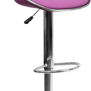 Wholesale Contemporary Cozy Mid-Back Purple Vinyl Adjustable Height Barstool with Chrome Base