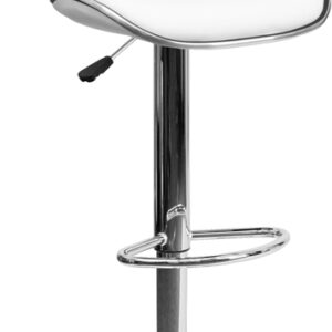Wholesale Contemporary Cozy Mid-Back White Vinyl Adjustable Height Barstool with Chrome Base