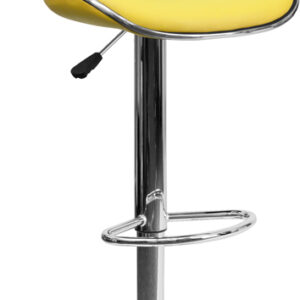 Wholesale Contemporary Cozy Mid-Back Yellow Vinyl Adjustable Height Barstool with Chrome Base