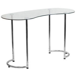 Wholesale Contemporary Desk with Curvaceous Clear Tempered Glass