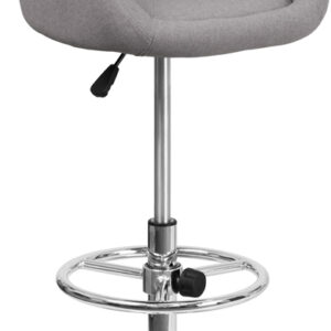 Wholesale Contemporary Gray Fabric Adjustable Height Barstool with Barrel Back and Chrome Base