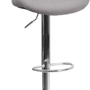 Wholesale Contemporary Gray Fabric Adjustable Height Barstool with Curved Back and Chrome Base