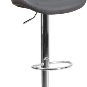 Wholesale Contemporary Gray Vinyl Adjustable Height Barstool with Curved Back and Chrome Base
