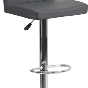 Wholesale Contemporary Gray Vinyl Adjustable Height Barstool with Panel Back and Chrome Base