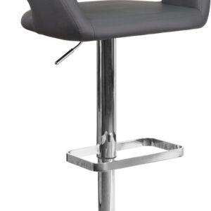 Wholesale Contemporary Gray Vinyl Adjustable Height Barstool with Rounded Mid-Back and Chrome Base