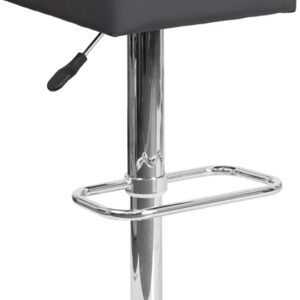 Wholesale Contemporary Gray Vinyl Adjustable Height Barstool with Square Seat and Chrome Base