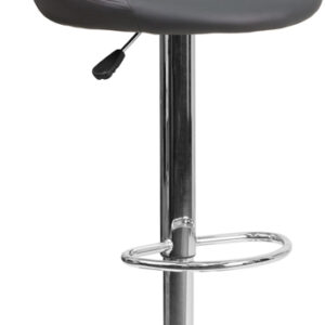 Wholesale Contemporary Gray Vinyl Bucket Seat Adjustable Height Barstool with Chrome Base