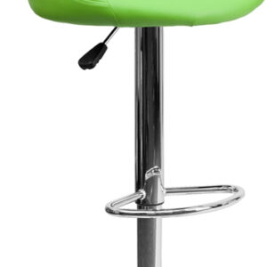 Wholesale Contemporary Green Vinyl Bucket Seat Adjustable Height Barstool with Diamond Pattern Back and Chrome Base