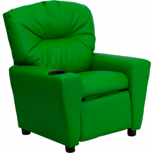 Wholesale Contemporary Green Vinyl Kids Recliner with Cup Holder
