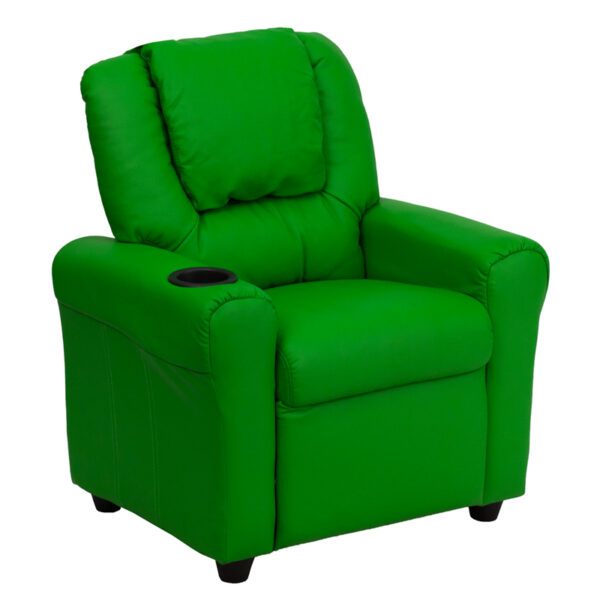 Wholesale Contemporary Green Vinyl Kids Recliner with Cup Holder and Headrest