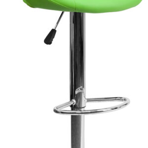 Wholesale Contemporary Green Vinyl Rounded Orbit-Style Back Adjustable Height Barstool with Chrome Base