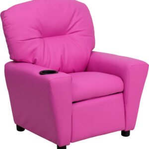 Wholesale Contemporary Hot Pink Vinyl Kids Recliner with Cup Holder