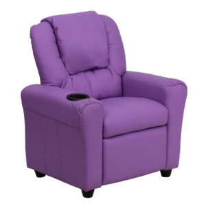 Wholesale Contemporary Lavender Vinyl Kids Recliner with Cup Holder and Headrest
