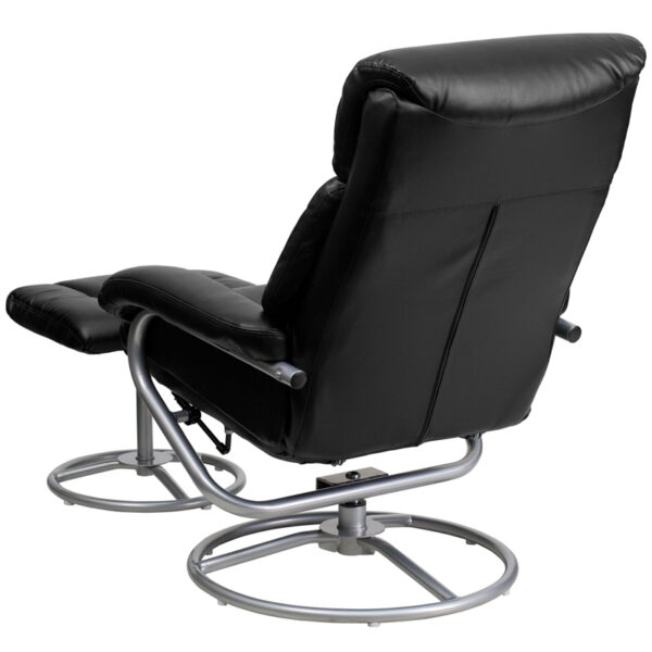 Recliner and Ottoman Set Black Leather Recliner&Ottoman