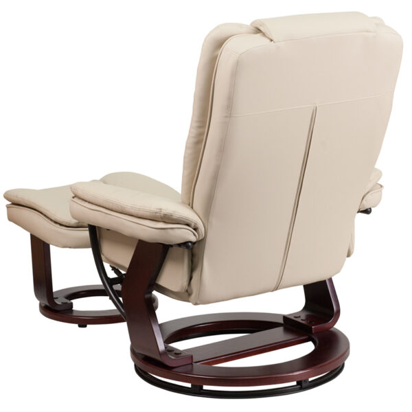 Recliner and Ottoman Set Beige Leather Recliner&Ottoman