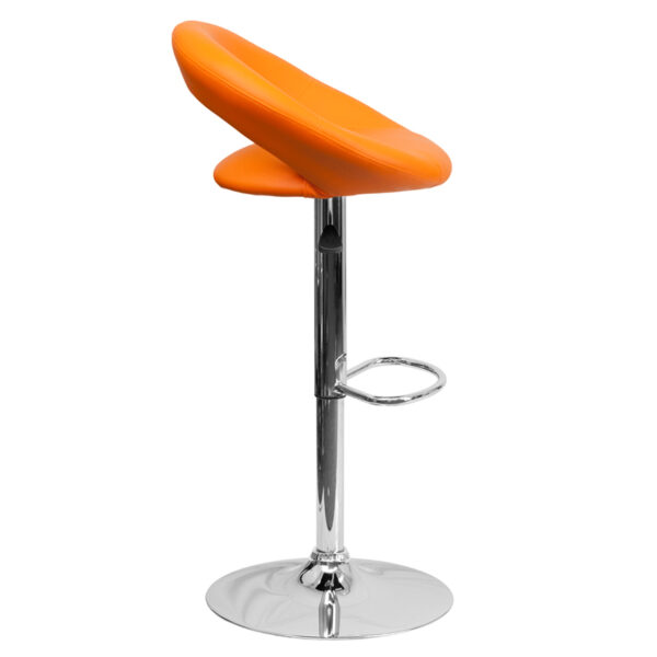 Contemporary Style Stool Orange Vinyl Barstool