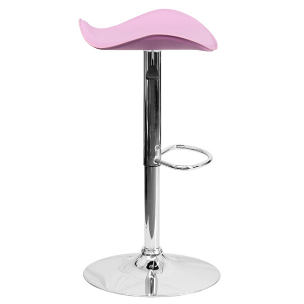 Contemporary Style Stool Pink Vinyl Barstool
