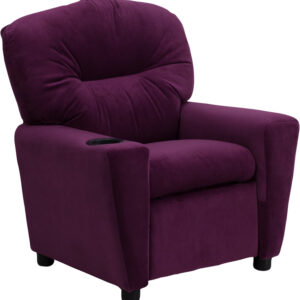 Wholesale Contemporary Purple Microfiber Kids Recliner with Cup Holder