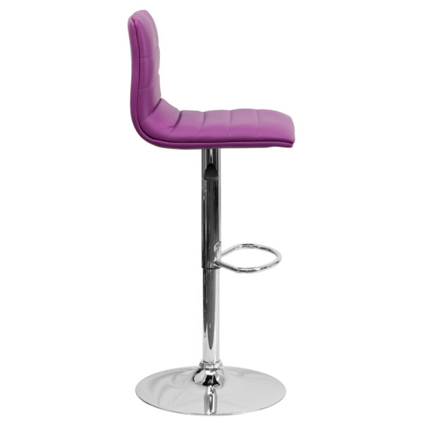 Contemporary Style Stool Purple Vinyl Barstool
