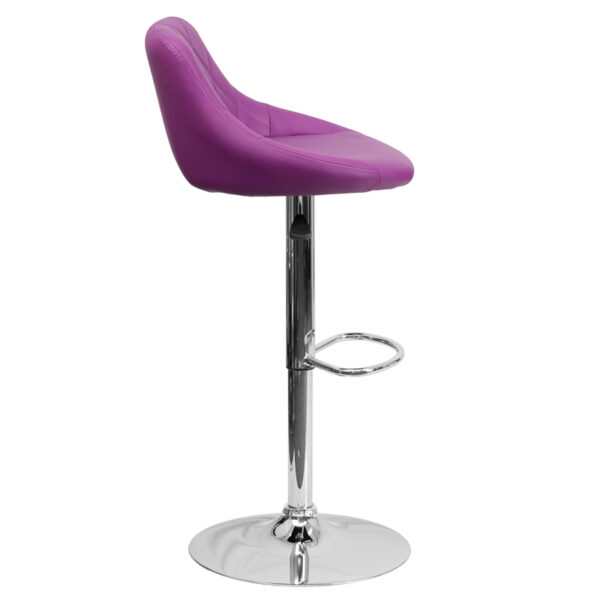 Contemporary Style Stool Purple Vinyl Barstool