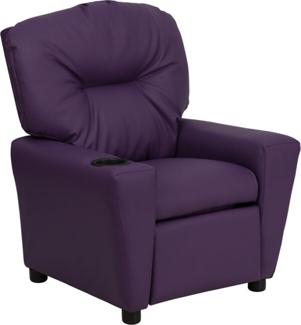 Wholesale Contemporary Purple Vinyl Kids Recliner with Cup Holder
