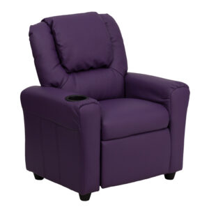 Wholesale Contemporary Purple Vinyl Kids Recliner with Cup Holder and Headrest