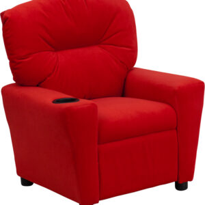 Wholesale Contemporary Red Microfiber Kids Recliner with Cup Holder